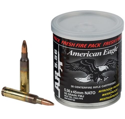 Federal American Eagle 5.56x45mm NATO Ammo 55 Grain Full Metal Jacket Boat Tail Fresh Fire 30 Rounds in Sealed Can