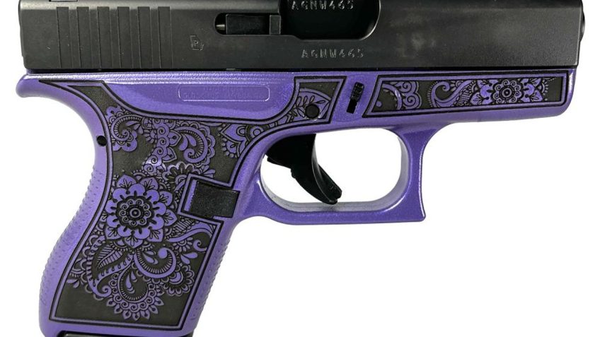 Glock 42 “Mandala Engraved Purple Pearl” .380 ACP 3.25″ Barrel 6-Rounds