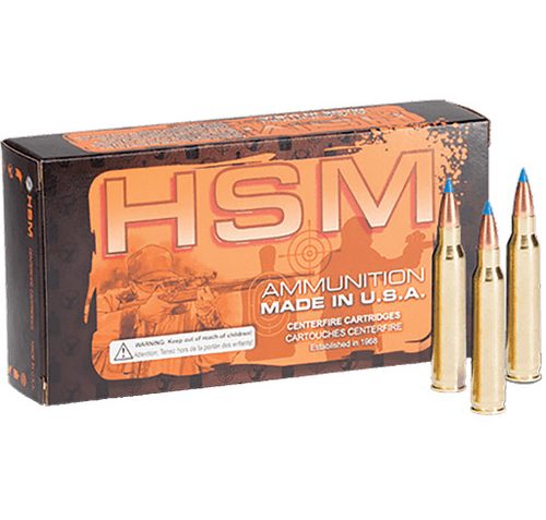 HSM Ammunition Varmint .223 Remington 50 Grain, Hornady V-MAX, Brass Cased Rifle Ammo, 50 Rounds, HSM-223-22