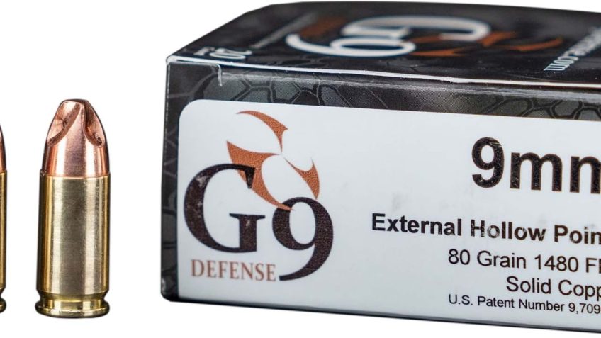 G9 Defense 9mm Luger 80 Grain Hollow Point Brass Cased Pistol Ammo, 20 Rounds, E-9MM-80A