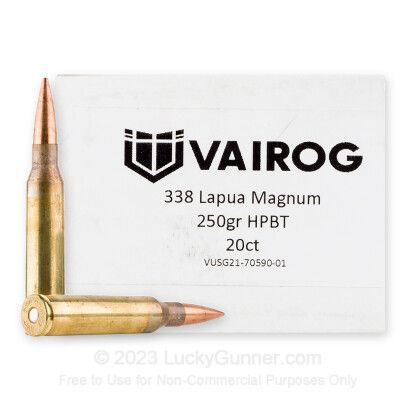 Vairog – 338 Lapua Mag – 250 Grain – Solid Copper – 20 Rounds