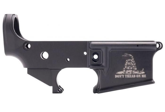 Anderson AM-15 Forged Stripped AR15 Lower Receiver – Black | Don't Tread On Me Logo | Retail Packaging