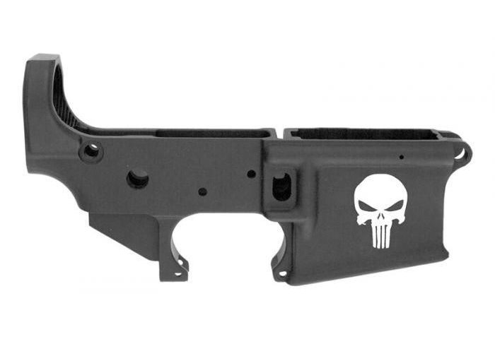 Anderson AM-15 Forged Stripped AR15 Lower Receiver – Black | Punisher Skull Logo | Retail Packaging