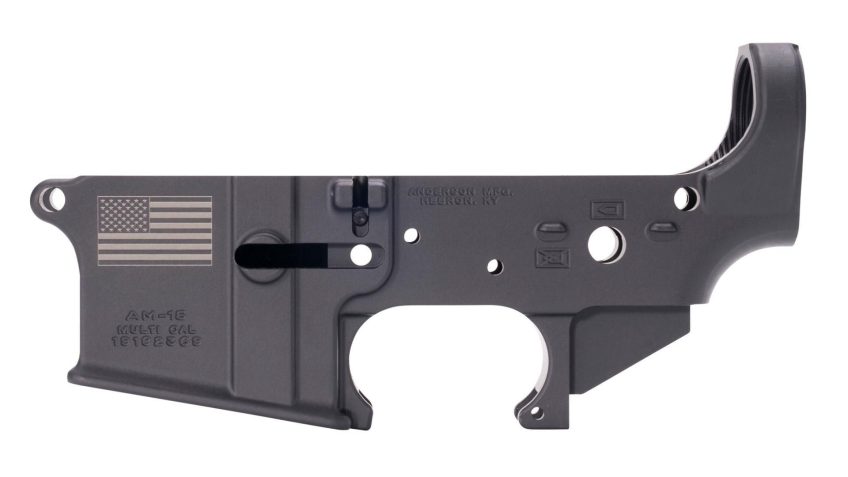 Anderson AM-15 Forged Stripped AR15 Lower Receiver – Black | American Flag Logo