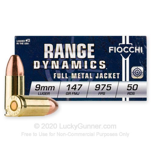 FIOCCHI Range Dynamics 9mm Luger 147Gr FMJ 1000rd Case Ammo (9APD-CASE)