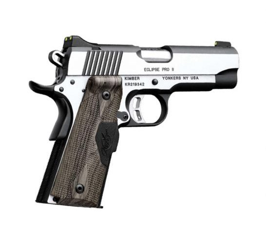 Kimber Eclipse Pro Carry II 45 ACP 4 Inch 8 Rd Slatewood Grips Polished Stainless