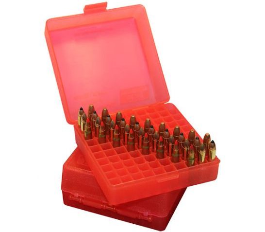 MTM Flip-Top 41 44 45 LC 100 Round Clear Red Ammo Box (P-100-44-29)
