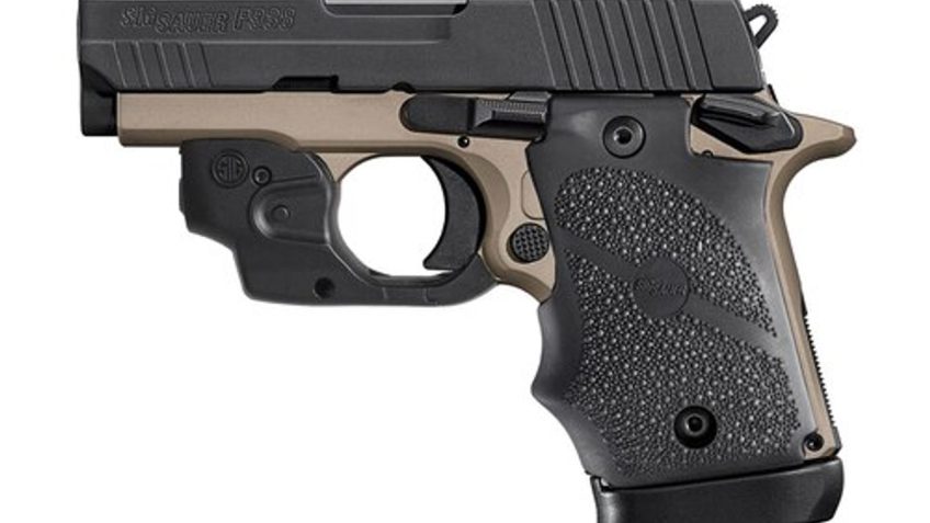 Sig Sauer 938-9-DB-AMBI-KIT P938 Desert Bronze Micro-Compact Semi Auto Pistol 9MM 3" 7Rnd Mag Black Hogue Grip State Laws Apply with FREE LIMA38 LASER