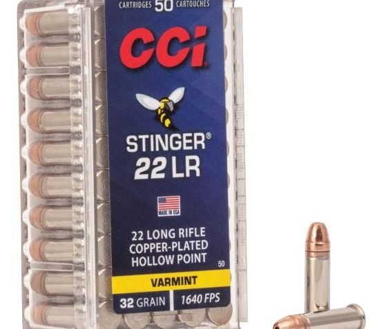 CCI Speer Stinger 22 LR 32 Grain Gilded Lead Hollow Point Ammo, 50 Round Box (50)