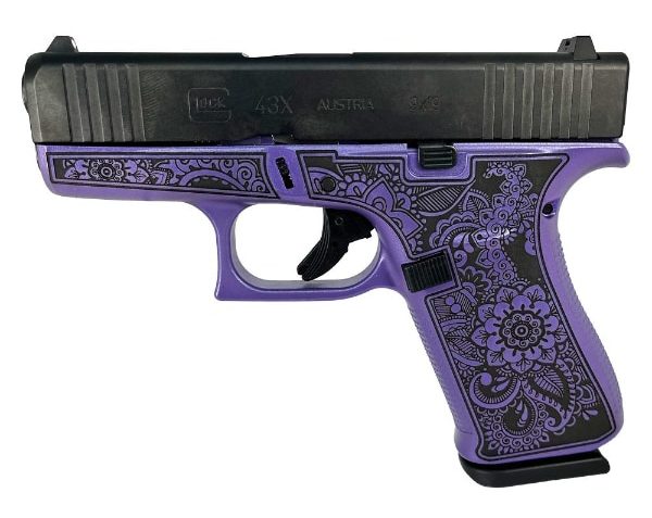 Glock 43x Custom “Purple Pearl Mandala” 9mm 3.4″ Barrel 10-Rounds