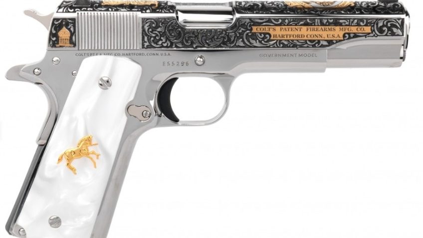 Colt Pistol 1911 El Samuel 38Sup High Polish SS Engraved 9rd 5" – O1911C-SS38-ESS