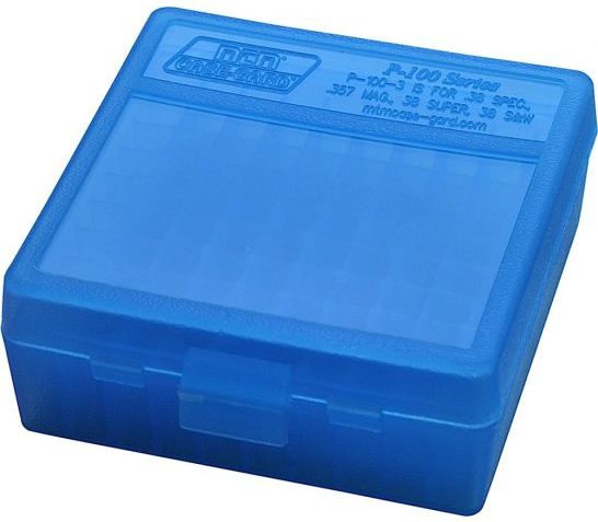 MTM Flip-Top 38 – 357 100 Round Clear Blue Ammo Box (P-100-3-24)