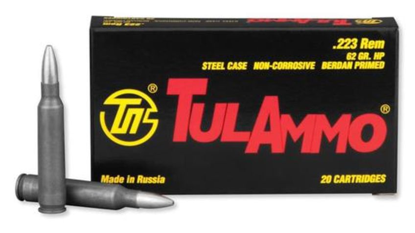 TULAMMO Steel Cased 223 Rem. 62 Grain Hollow Point Ammo, 20 Round Box (TA223621)