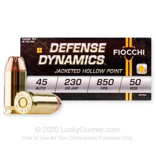FIOCCHI Defense Dynamics .45 Auto 230Gr JHP 500rd Case Ammo (45T500-CASE)