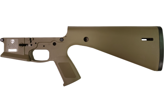 KE Arms KP-15 Polymer Stripped AR15 Lower Receiver – FDE | Integral Buttstock & Pistol Grip