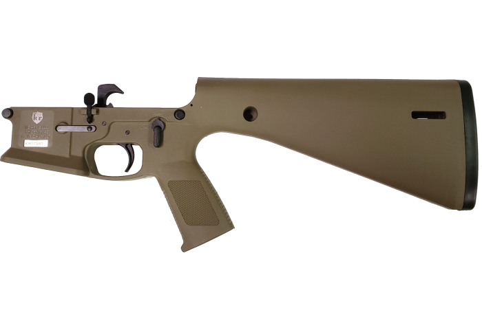 KE Arms KP-15 Polymer Complete AR15 Lower Receiver – FDE | Mil-Spec Parts Kit | Integral Buttstock & Pistol Grip