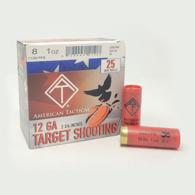 AMERICAN TACTICAL IMPORTS Target Load Amo 12Ga #8 1oz 2 3/4" 25rd Box Shotgun Ammo (ATIACL12T8)