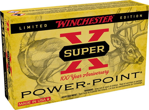 Winchester Ammo Super X 100th Anniversary .243 Winchester 100 Grain Power-Point Brass Cased Centerfire Rifle Ammo, 20 Rounds, X243100