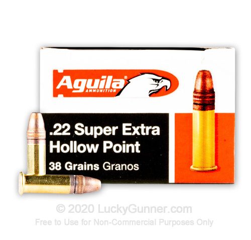 Aguila Ammunition .22LR Hight Vel HP 38 Grain Brass Case Rimfire Ammo, 50 Rounds, AGUI1B220335