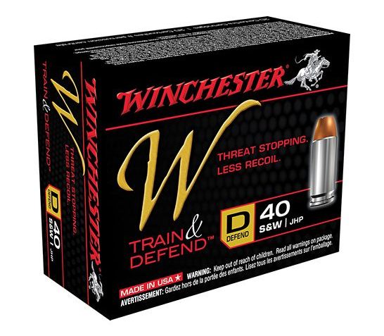 WINCHESTER W Train and Defend D 40SW 180Gr JHP 20/200 Handgun Ammo (W40SWD)