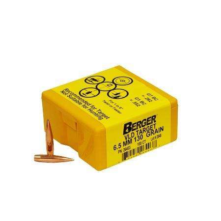 Berger Bullets VLD Target, .264 Diameter, 6.5MM, 130 Grain, Boat Tail Hollow Point, 100 Count 26403