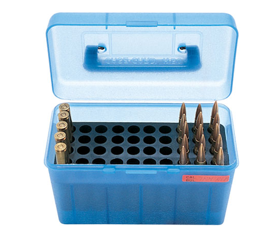 MTM Deluxe 50 Round Clear Blue Ammo Box with Handle (H50-R-MAG-24)