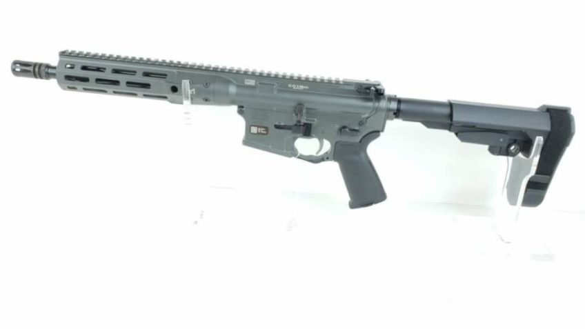 LWRC ICDI M-LOK Direct Impingement 5.56mm NATO 10.5″ 1:7″ 1/2×28 Bbl Premium Grey Pistol w/SBA3 Brace ICDIP5PG10SBA3ML