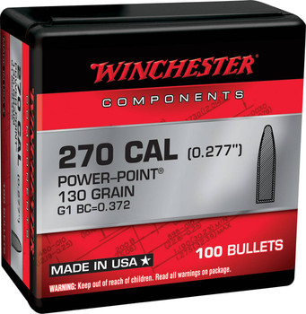 WINCHESTER AMMO Centerfire Rifle Reloading 270 Win 130gr 100rd/Box Bullets (WB270P130X)