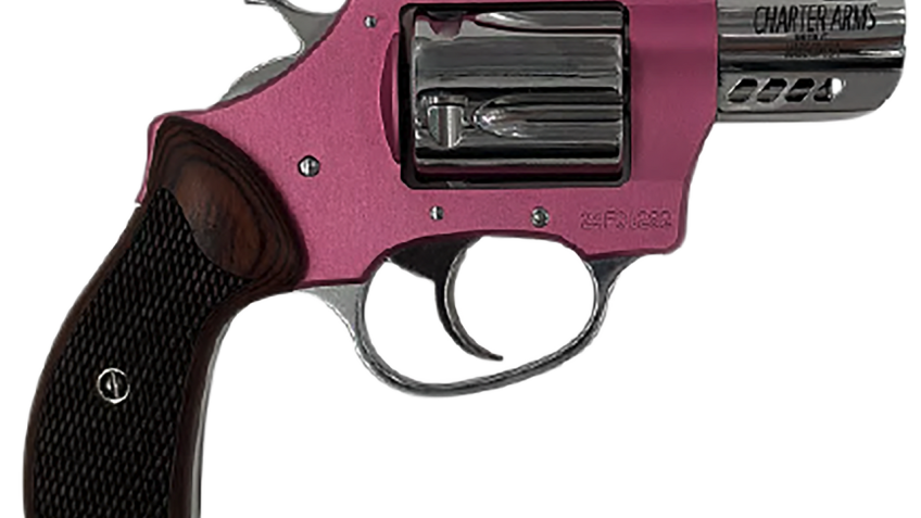 Charter Arms 53805 Coyote 380 ACP 5 Shot 2" Pink & Hi-Polish Small Rosewood Checkered Grip Revolver Pistol