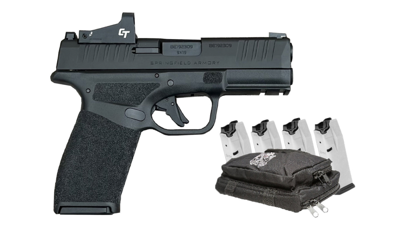 Springfield Armory Hellcat PRO 9mm 15rd Pistol w/Crimson Trace Red Dot, 5 Mags & Range Bag – Black