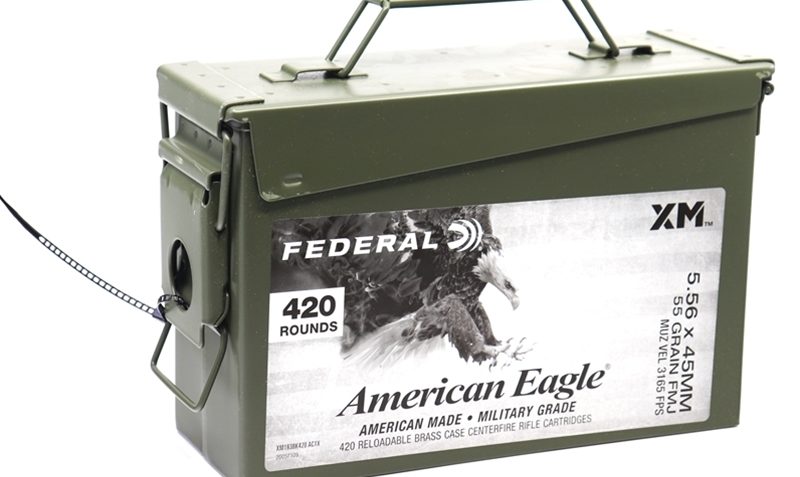 Federal American Eagle 5.56 55gr FMJ-BT 420rd M2A1 Ammo Can – XM193bk420 AC1