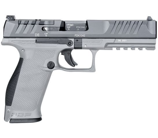 Walther Arms Walther Arms Pdp Full-Size, 9Mm, 5" Barrel, 3-Dot Sights, Optics Ready, Grey Slide, Grey Frame, 18-Rd, Ivs Exlusive 2858401GY