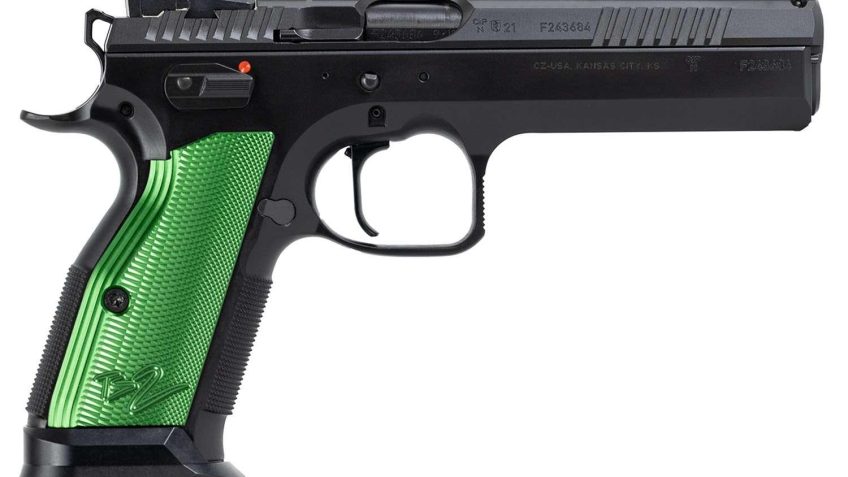 CZ TS 2 Racing Green Pistol 9mm 5.23 in. Black with Green Grips 20 rd.