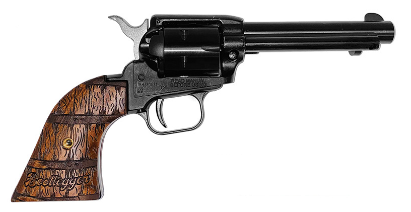 Heritage Heritage Rough Rider Bootlegger, .22Lr, 4.75" Barrel, Black, Brown Altamont Wood Grips, Ivs Exclusive RR22B4WBRN16