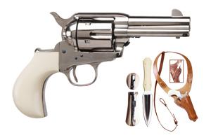 Cimarron Doc Holliday Set .45 Long Colt 3.5" 6Rd Stainless W/knife & Holster