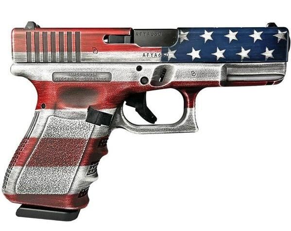 Glock 19 Gen 3 Custom "Usa Flag 4 Color" Handgun 9Mm Luger 15/Rd Magazines (2) 4.02" Barrel Austria GLPI19502COLFLAG 688099403379