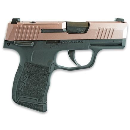 Sig Sauer Exclusive “Rose Sparkle Slide” P365-380 Handgun 380 Auto 10rd Magazine 3.1″ Barrel Black Manual Safety