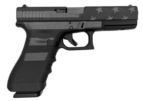 Glock Glock Glock 17 Gen 3, 9Mm, 4.49" Barrel, Black Stealth Flag, (2) 17-Rd, US Made, Ivs Exclusive UI1750204-STEALTH