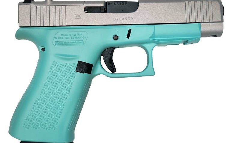 Glock Glock Glock 48 Mos, 9Mm, 4.17" Barrel, Crushed Silver/Robin's Egg Blue, 10-Rd, Ivs Exclusive PA4850204FRMOS-REBCS