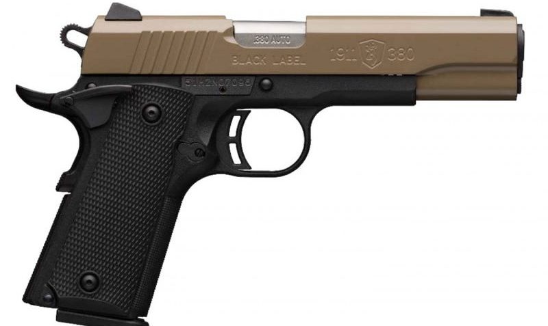 Browning 051960492 1911-380 Compact 380 ACP 4.25" 8+1 Flat Dark Earth Cerakote Black Composite Grip