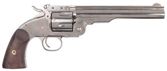 Cimarron Model No.3 Schofield .45 LC, 7" Barrel, Fixed Sights, Walnut Grips, Nickle, 6rd