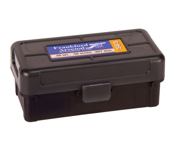 Frankford Arsenal 50 Round Ammo Box, fits 38 Special, 357 Mag, 38 Super, Gray – 1083784