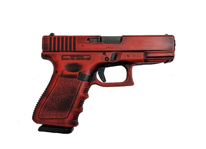 Glock 19 Gen 3 Custom "Red Distressed" Compact Handgun 9Mm Luger 15Rd Magazines (2) 4.02" Barrel Black Usa UI1950203RD