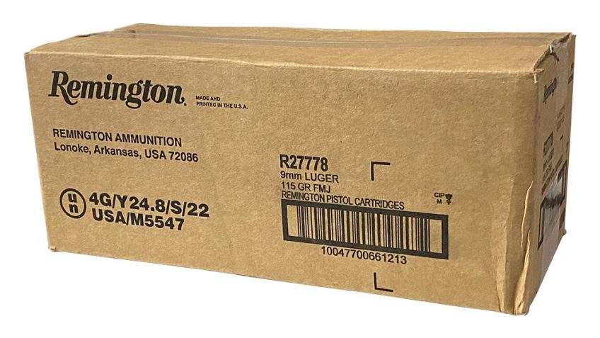 Remington Range Handgun Ammo 9Mm Luger 115Gr Fmj 1145 Fps 1000/Ct Case (20-50Ct Boxes) R27778 CASE