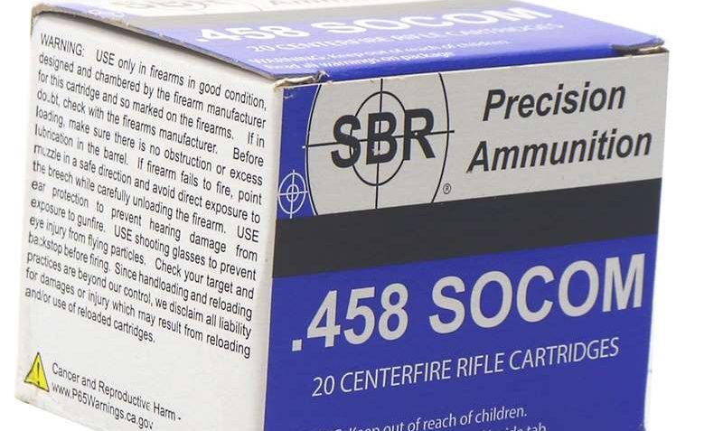 SBR Precision Ammunition .458 SOCOM 450 Gr FMJ (TCJ) Subsonic 20rds