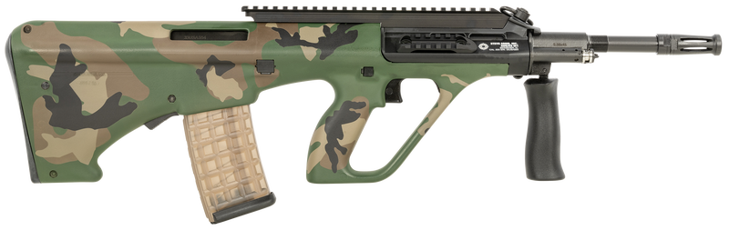 Steyr Arms Augm81camo Aug A3 M1 Nato 5.56X45mm Nato 30+1 16", Black Rec, M81 Woodland Camo Fixed Bullpup Stock & Collapsible Foregrip, Extended Pic Rail (Ar Style Mag)