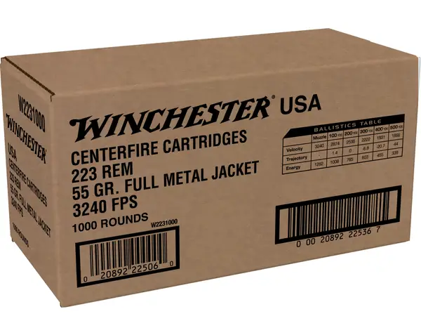 Winchester Usa Lake City Rifle Ammunition .223 Rem 55 Gr. Fmj 3240 Fps 1000/Ct (Case) W223KC –