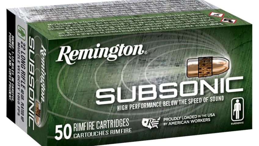 Remington Subsonic .22 LR 40 Grain Copper Plated Hollow Point Rimfire Ammo – 50 Rounds