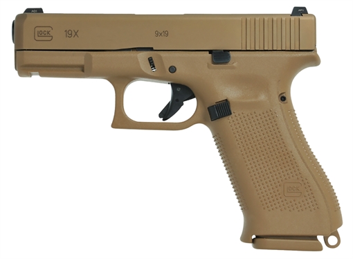 Glock G19x15us G19x Compact Crossover 9Mm Luger  4.02" Glock Marksman Barrel 15+1, Bronze Nitron Frame & Coyote Npvd Slide, Modular Backstrap, Ambidextrous Slide Stop, Safe Action Trigger (Us Made)