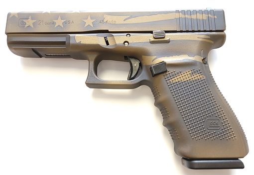 Glock Glock Glock 21 Gen 4, .45 Acp, 4.61" Barrel, Burnt Bronze Flag, 13-Rd, US Made, Ivs Exclusive UG2150204-BBBWFLAG